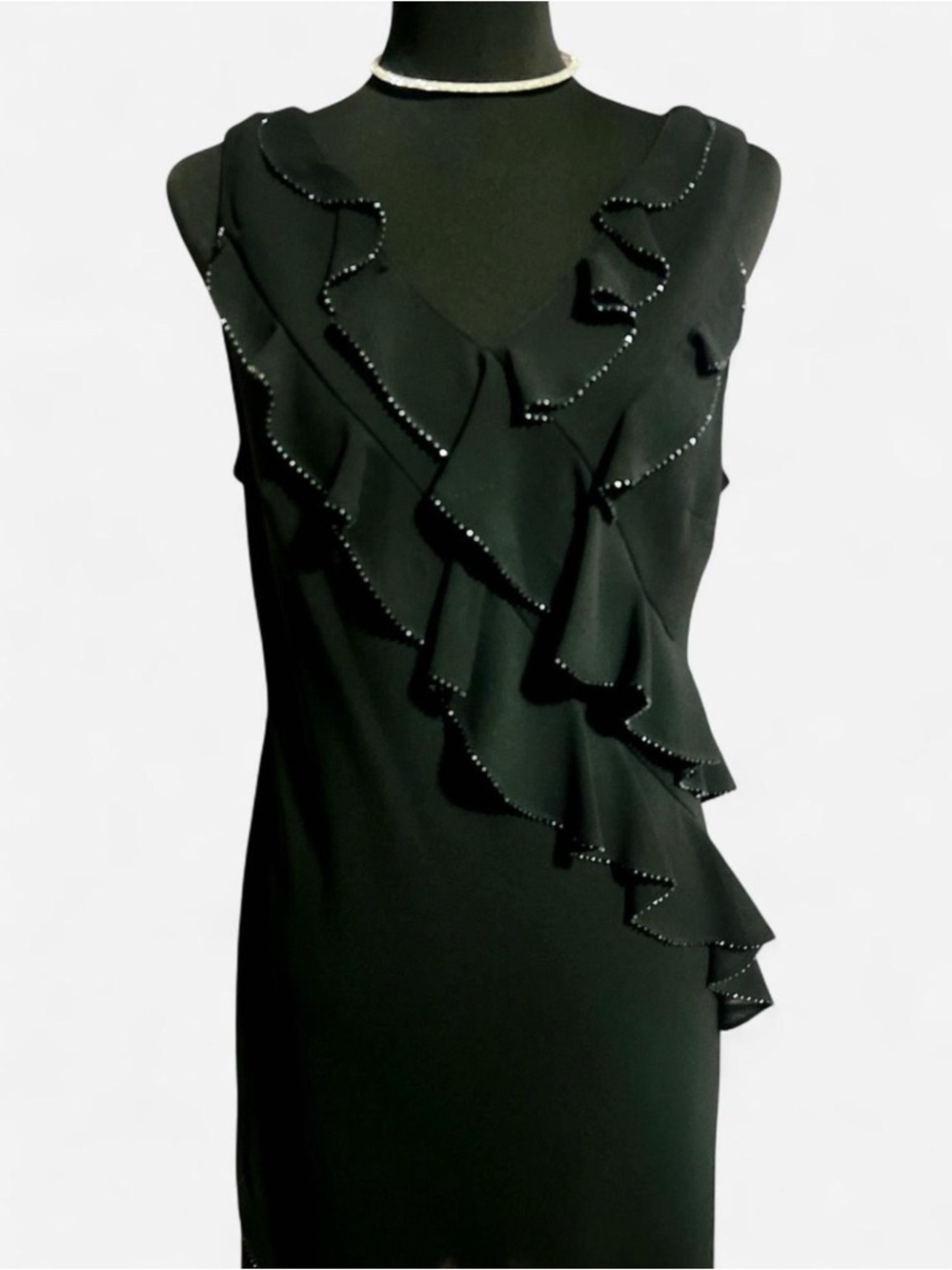 Amanda Smith Black Ruffle Midi Dress